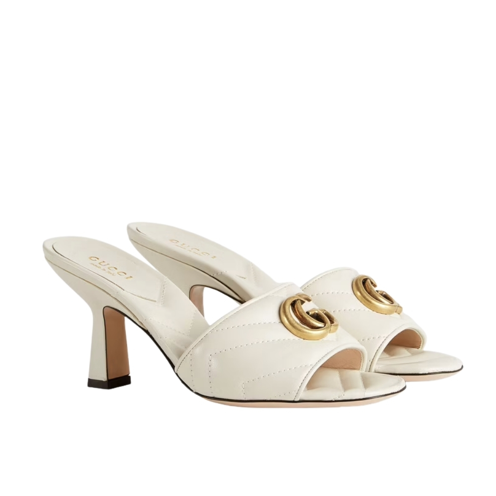 GUCCI MARMONT DOUBLE G SLIDE SANDAL WHITE 674839 BKO00 1000