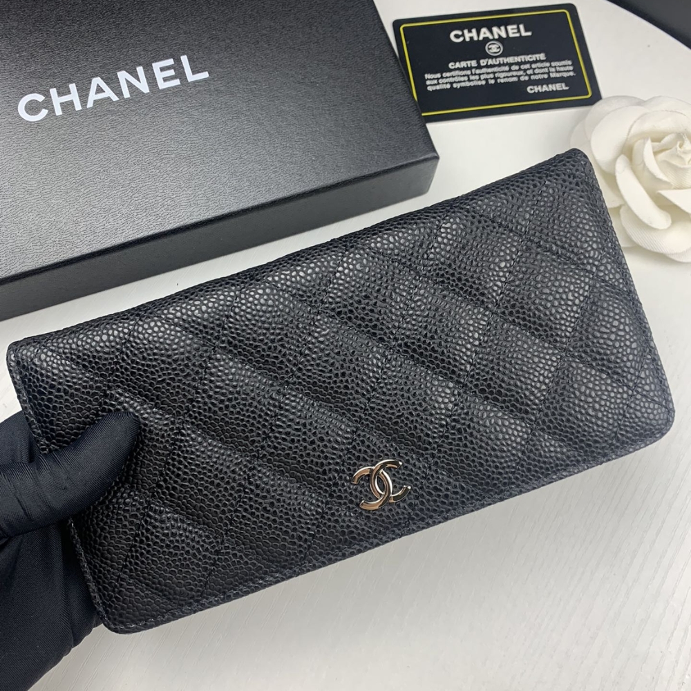 Alternative view of CHANEL BLACK CAVIAR LEATHER CLASSIC LONG FLAP WALLET 19.5CM