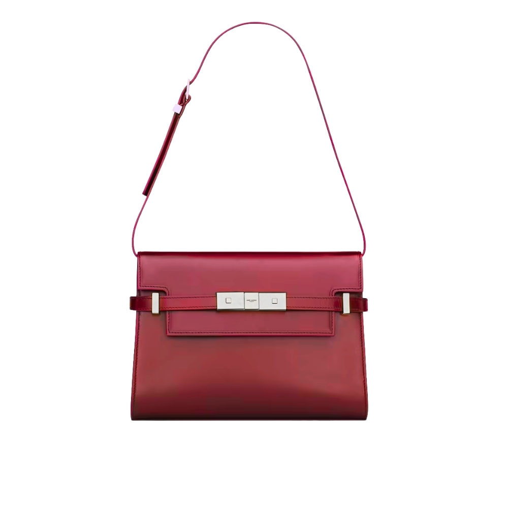 SAINT LAURENT MANHATTAN SMALL IN BOX RED SILVER 25CM