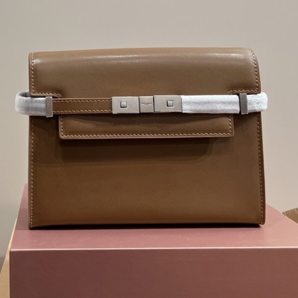 Alternative view of SAINT LAURENT MANHATTAN SMALL IN BOX BROWN SILVER 25CM