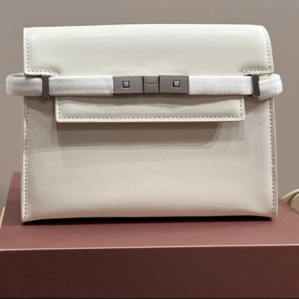 Alternative view of SAINT LAURENT MANHATTAN SMALL IN BOX WHITE SILVER 25CM