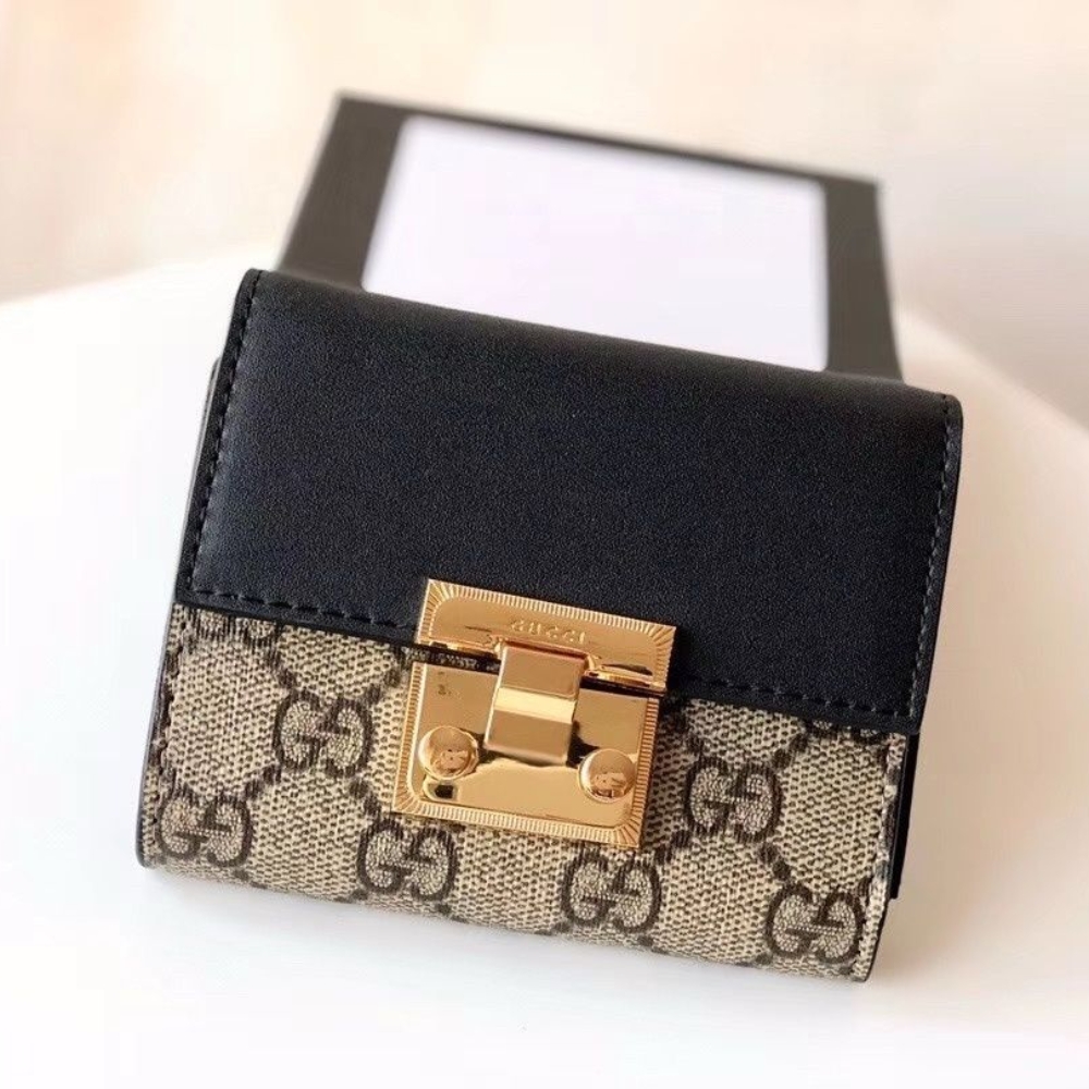 Alternative view of Gucci GG Supreme Padlock Wallet Black And Beige 11cm 779799 KLQIG 8575