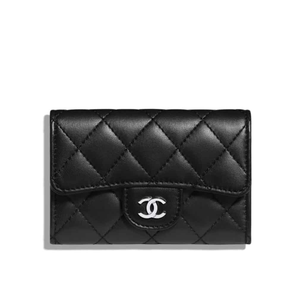 CHANEL CLASSIC CARD HOLDER QUILTED WITH SILVER HARDWARE BLACK 11CM AP0214 Y01480 C3906