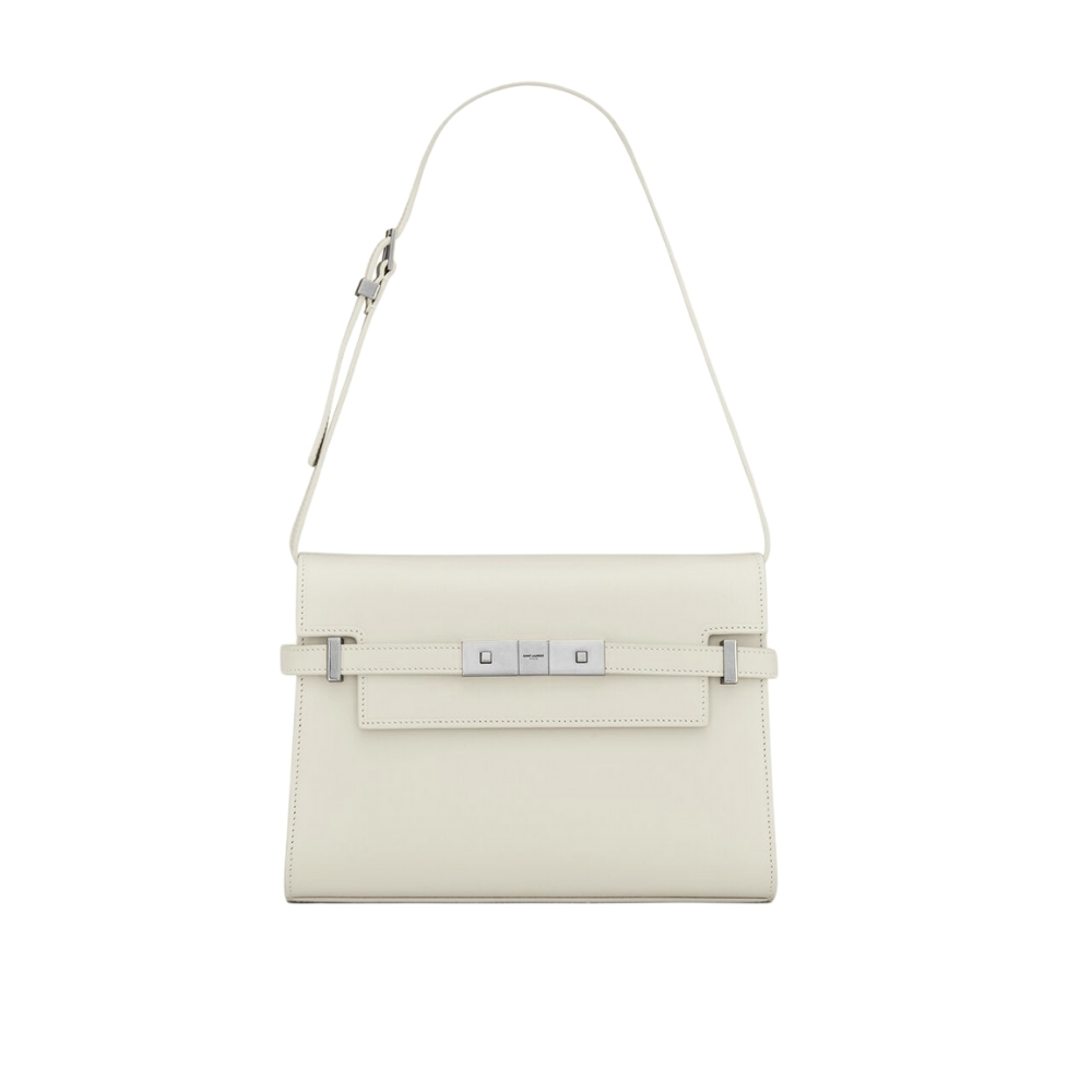 SAINT LAURENT MANHATTAN SMALL IN BOX WHITE SILVER 25CM