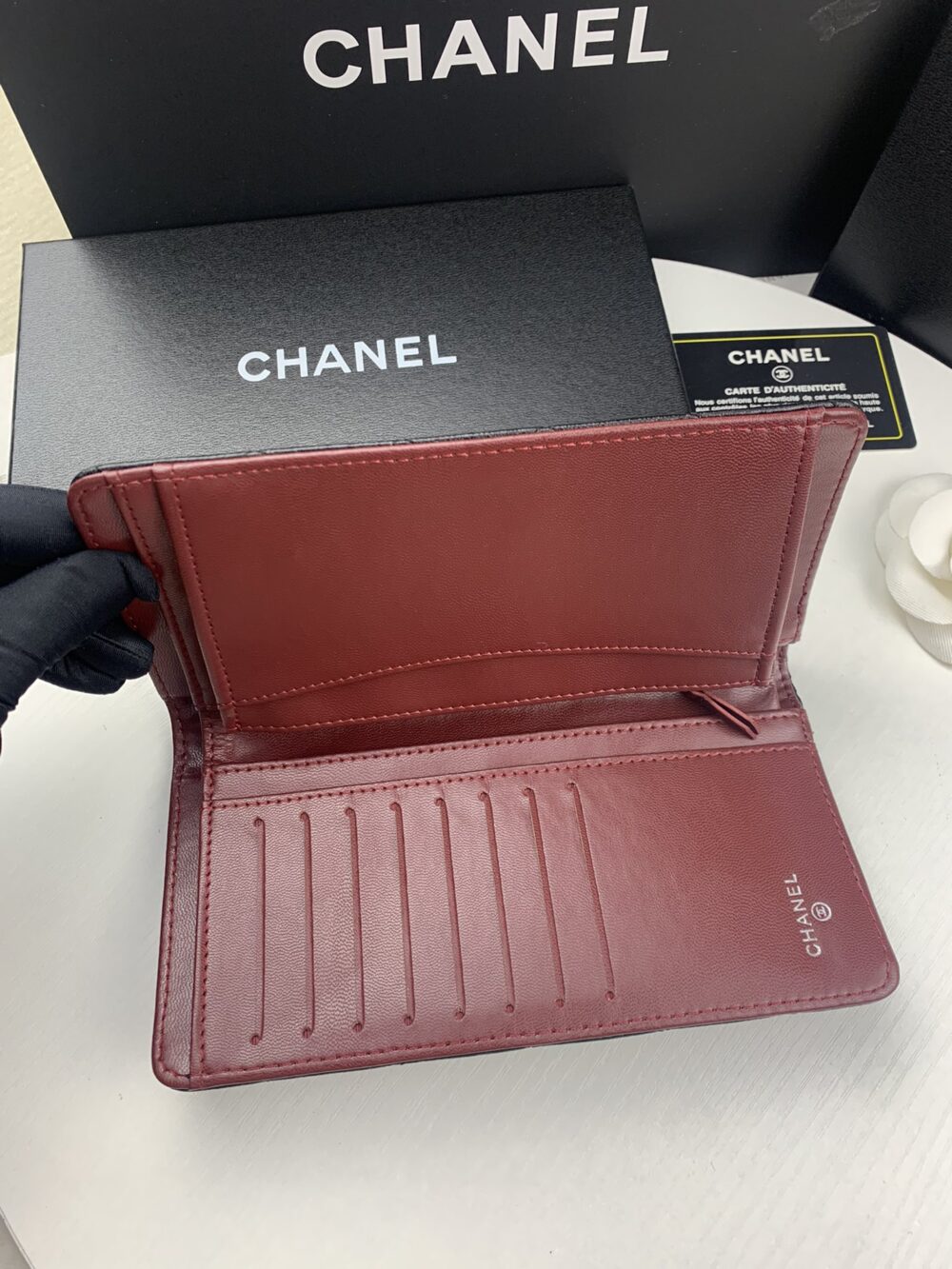 CHANEL BLACK QUILTED CLASSIC LONG FLAP WITH SILVER HARDWARE WALLET 19.5CM - Image 6
