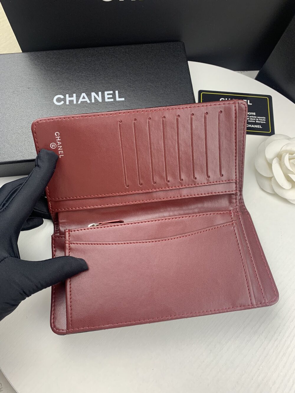 CHANEL BLACK QUILTED CLASSIC LONG FLAP WITH SILVER HARDWARE WALLET 19.5CM - Image 5