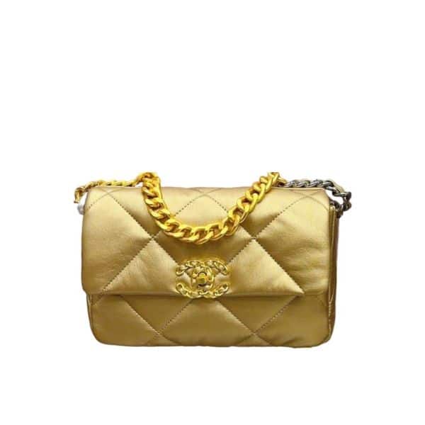 CHANEL 19 FLAP BAG IN GOLD 25CM