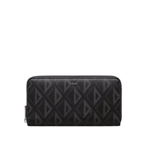 DIOR ZIPPED LONG WALLET BLACK CD DIAMOND CANVAS 19.5CM 2ESBC252DCO H43E