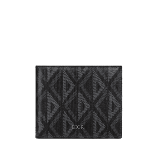 DIOR WALLET BLACK CD DIAMOND CANVAS 11CM 2ESBH027DCO H43E