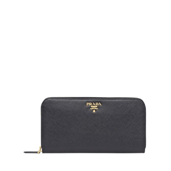 PRADA LARGE SAFFIANO LEATHER WALLET BLACK 19CM 1ML506 QWA F0002
