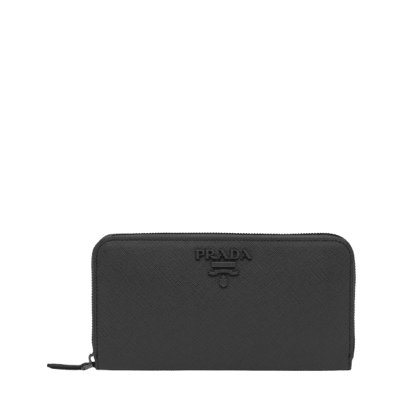 PRADA LARGE SAFFIANO LEATHER WALLET FULL BLACK 19CM 1ML506 QWA F0505