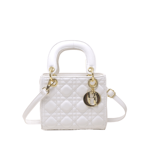 DIOR MEDIUM LADY BLUSH CANNAGE BAG WHITE 16CM