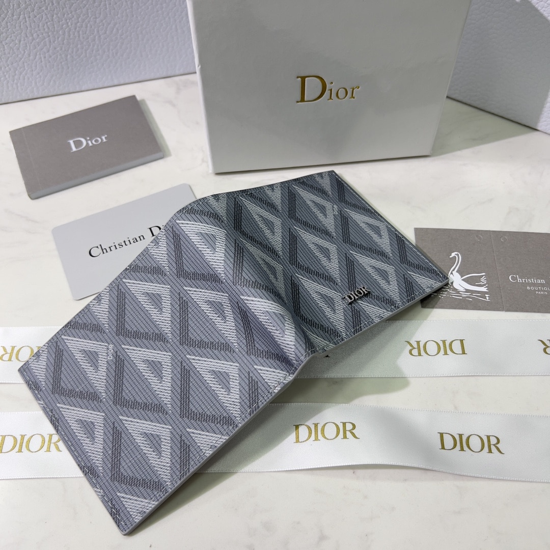 DIOR WALLET GREY CD DIAMOND CANVAS 11CM - Image 3