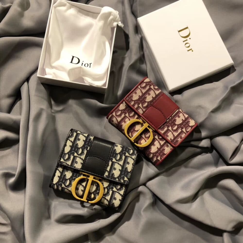 Alternative view of DIOR MONTAIGNE MINI WALLET BEIGE AND RED 11CM