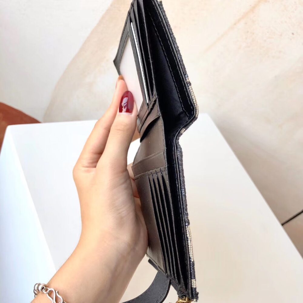 Alternative view of DIOR OBLIQUE WALLET BEIGE AND BLACK 12CM