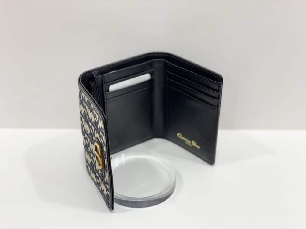 Alternative view of DIOR 30 MONTAIGNE LOTUS WALLET OBLIQUE CANVAS COMPACT BLACK AND BEIGE 11CM