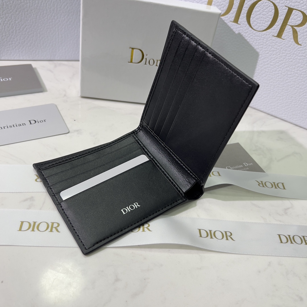 DIOR WALLET BLACK CD DIAMOND CANVAS 11CM 2ESBH027DCO H43E - Image 4