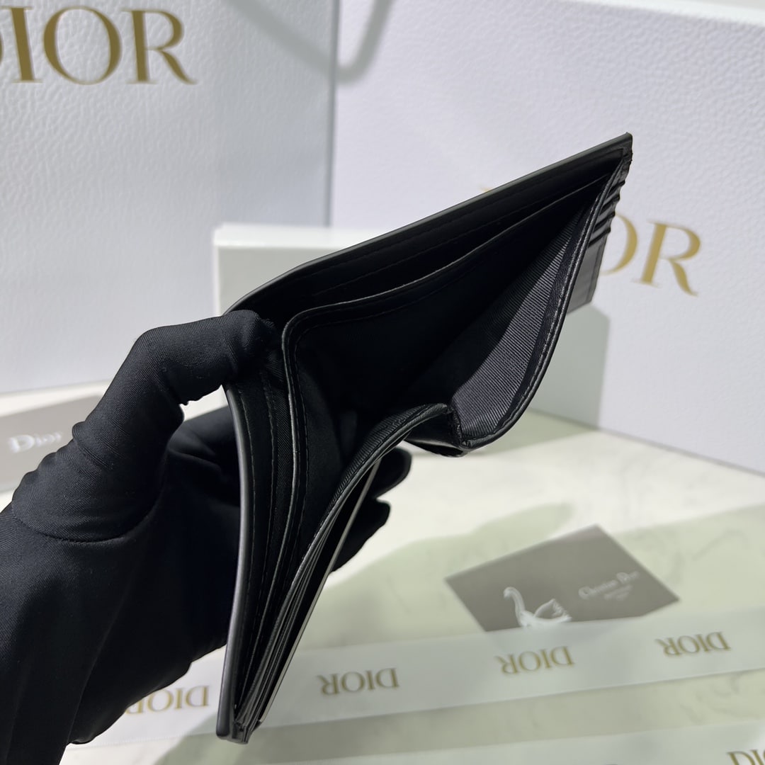 DIOR WALLET BLACK CD DIAMOND CANVAS 11CM 2ESBH027DCO H43E - Image 6