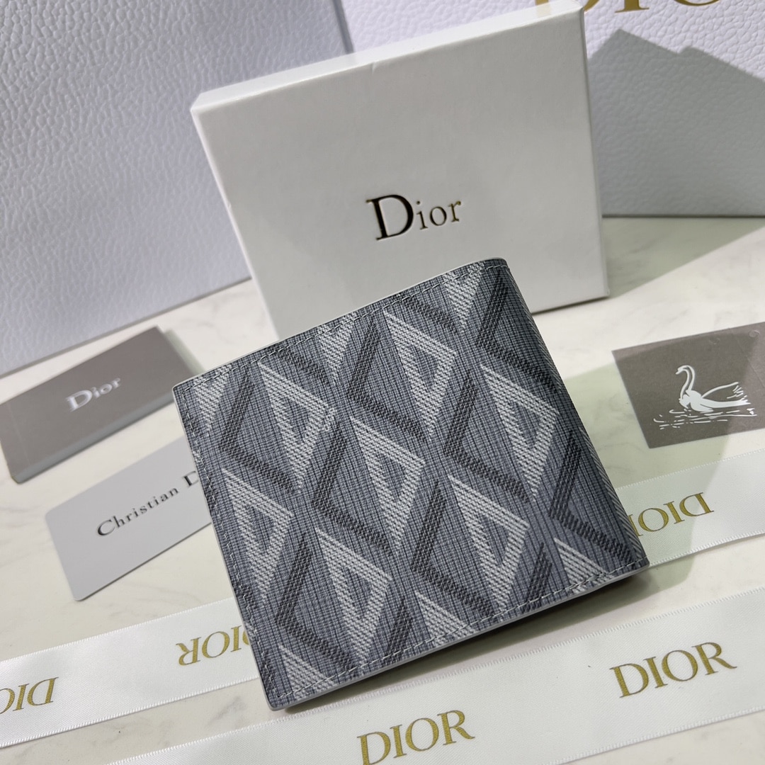 DIOR WALLET GREY CD DIAMOND CANVAS 11CM - Image 7