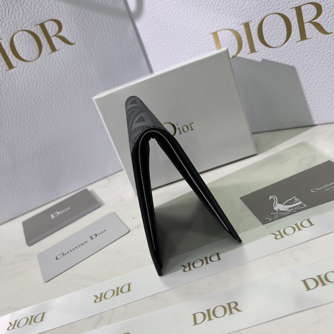 DIOR WALLET BLACK CD DIAMOND CANVAS 11CM 2ESBH027DCO H43E - Image 9