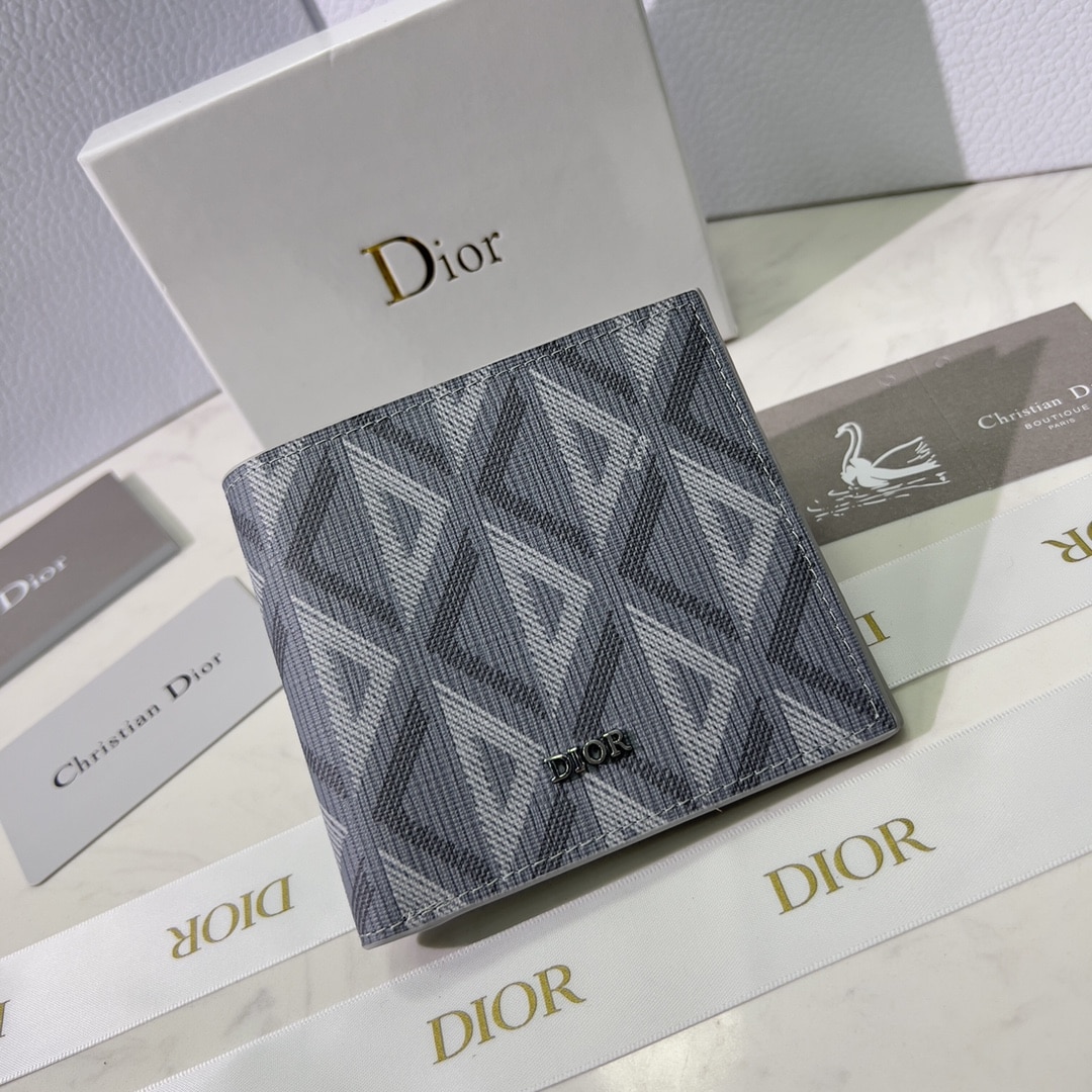 DIOR WALLET GREY CD DIAMOND CANVAS 11CM - Image 9