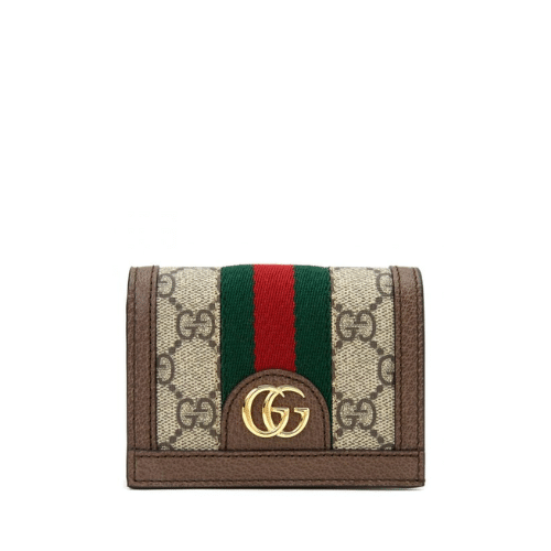 GUCCI OPHIDIA GG CARD CASE WALLET BROWN 11CM 523155 96IWG 8745