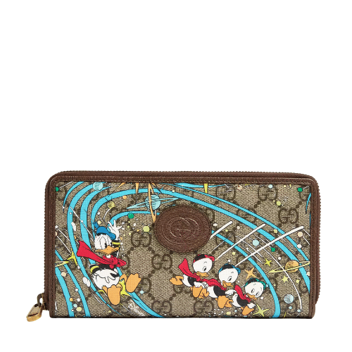 GUCCI X DISNEY DONALD DUCK ZIP AROUND WALLET 19CM 647940 2M1AT 8679