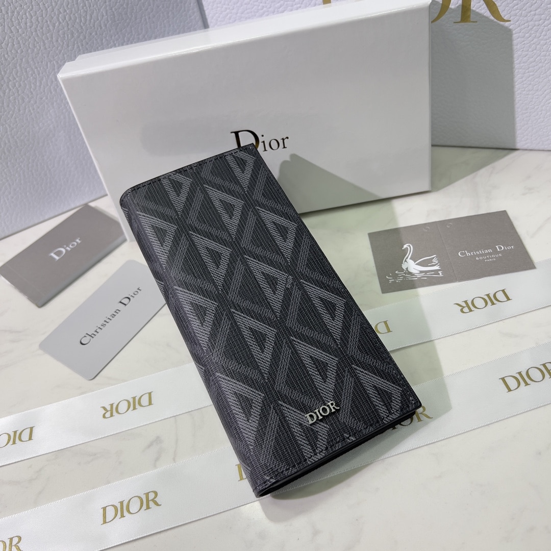 DIOR VERTICAL LONG WALLET BLACK CD DIAMOND CANVAS 17.5CM 2ESBC002DCO H43E - Image 6