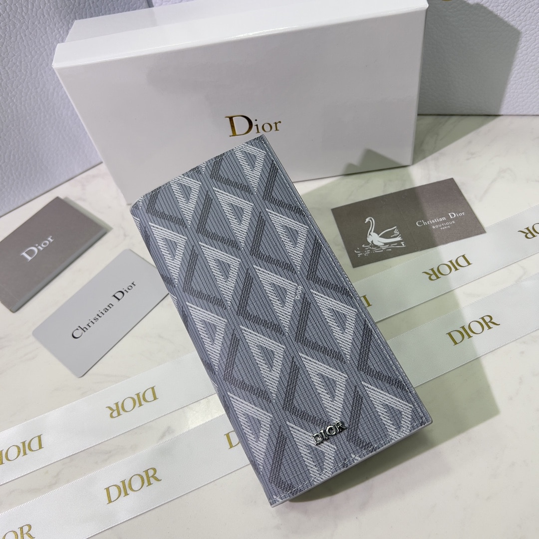 DIOR VERTICAL LONG WALLET GREY CD DIAMOND CANVAS 2ESBC002DCO H42E - Image 6