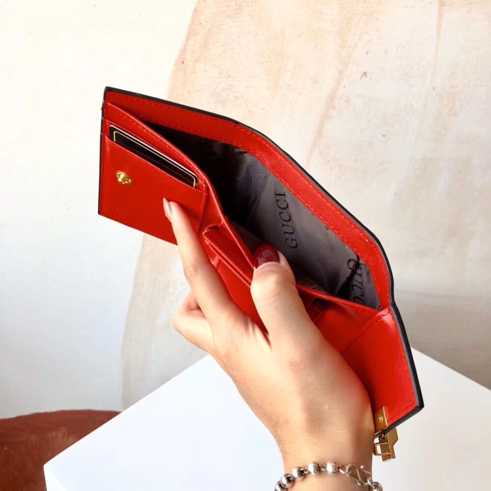 GUCCI GG SUPREME PADLOCK WALLET RED AND BEIGE 11.5CM 453355 - Image 5