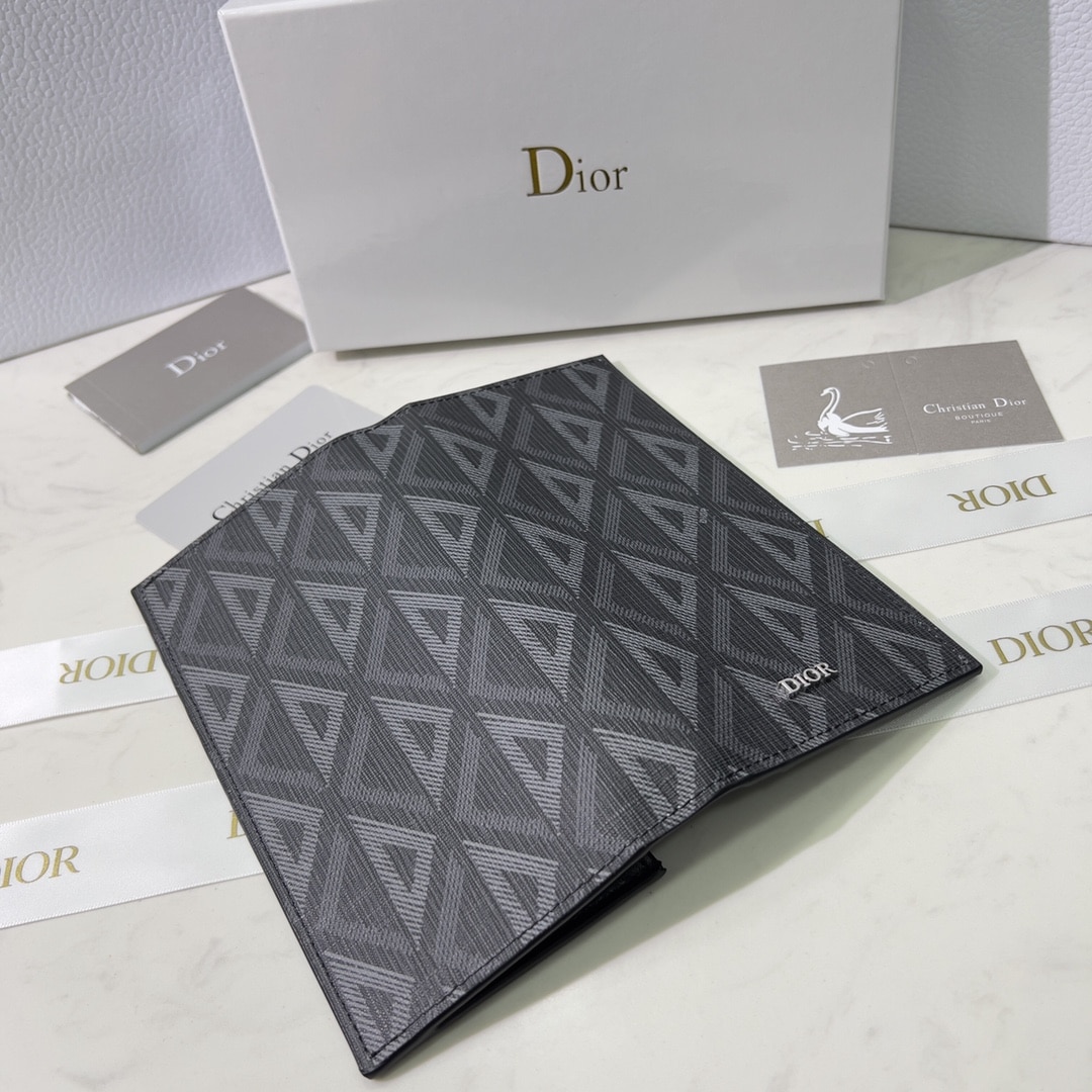 DIOR VERTICAL LONG WALLET BLACK CD DIAMOND CANVAS 17.5CM 2ESBC002DCO H43E - Image 3