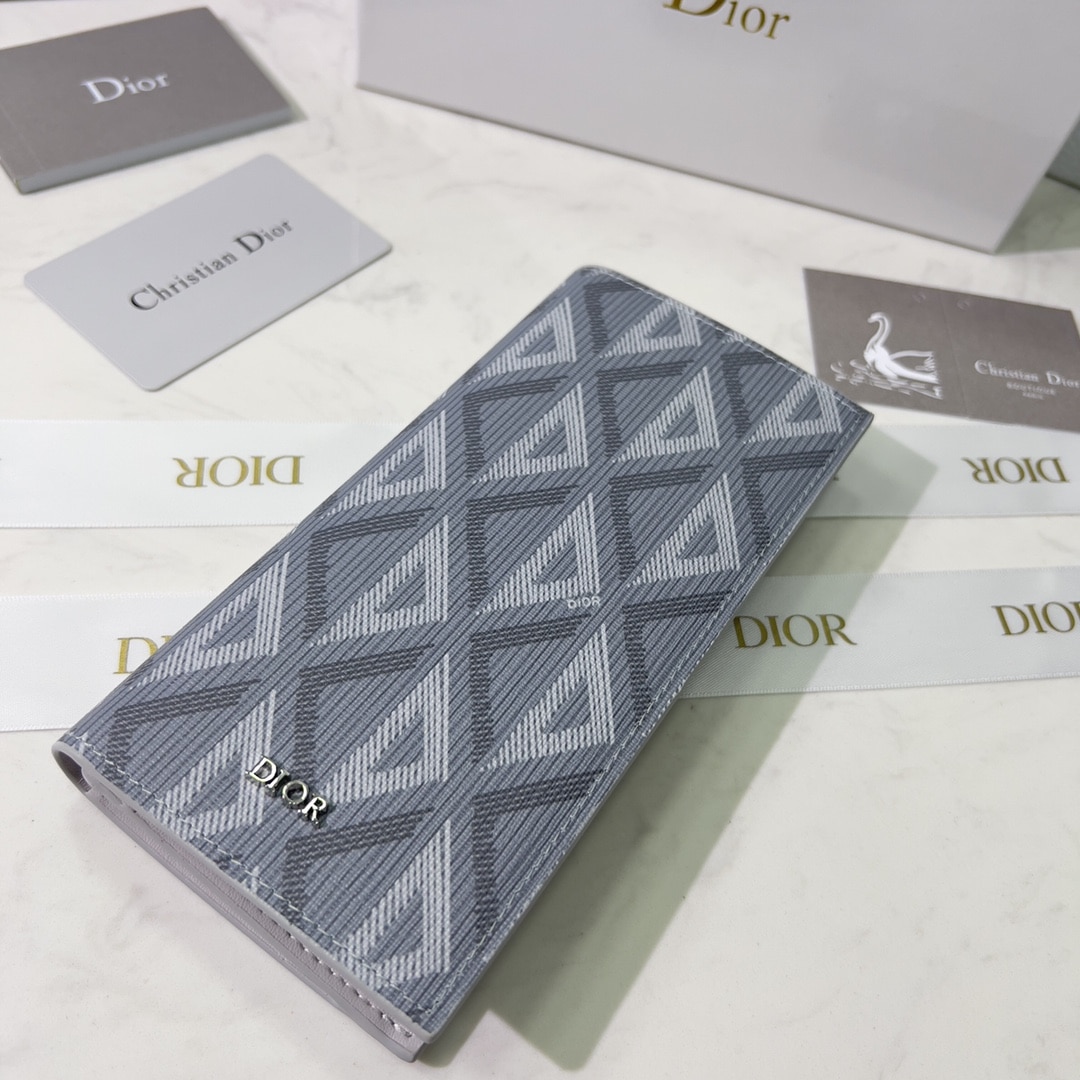 DIOR VERTICAL LONG WALLET GREY CD DIAMOND CANVAS 2ESBC002DCO H42E - Image 8