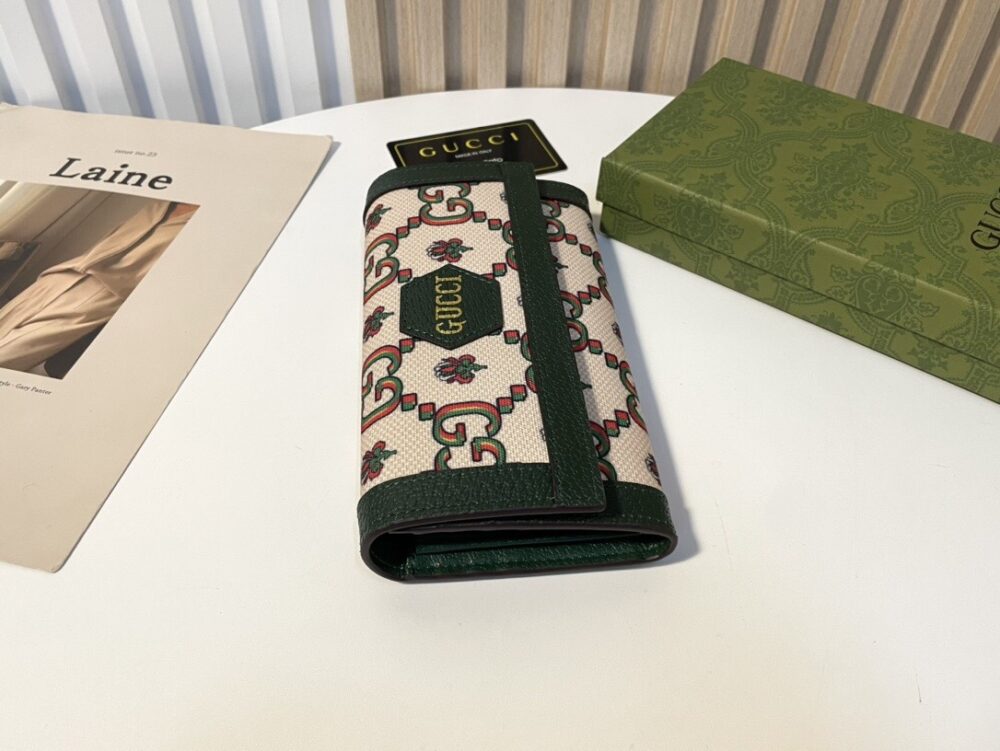 GUCCI LONG WALLET GREEN AND BEIGE 19CM - Image 4