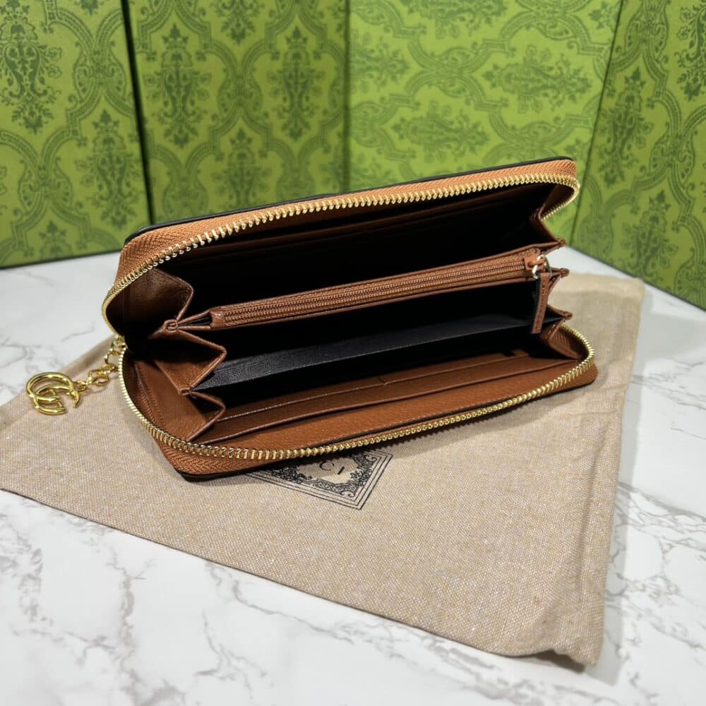 GUCCI OPHIDIA LONG WALLET BROWN AND NAVY BLUE 19.5CM - Image 3