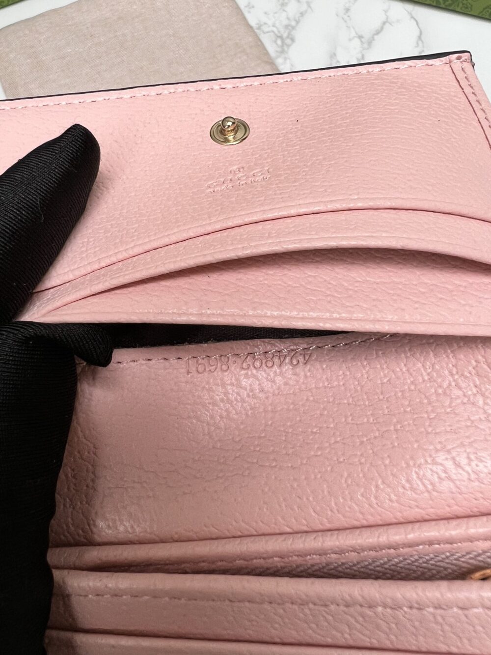 GUCCI MONOGRAM CANVAS SHORT WALLET PINK 11CM - Image 3