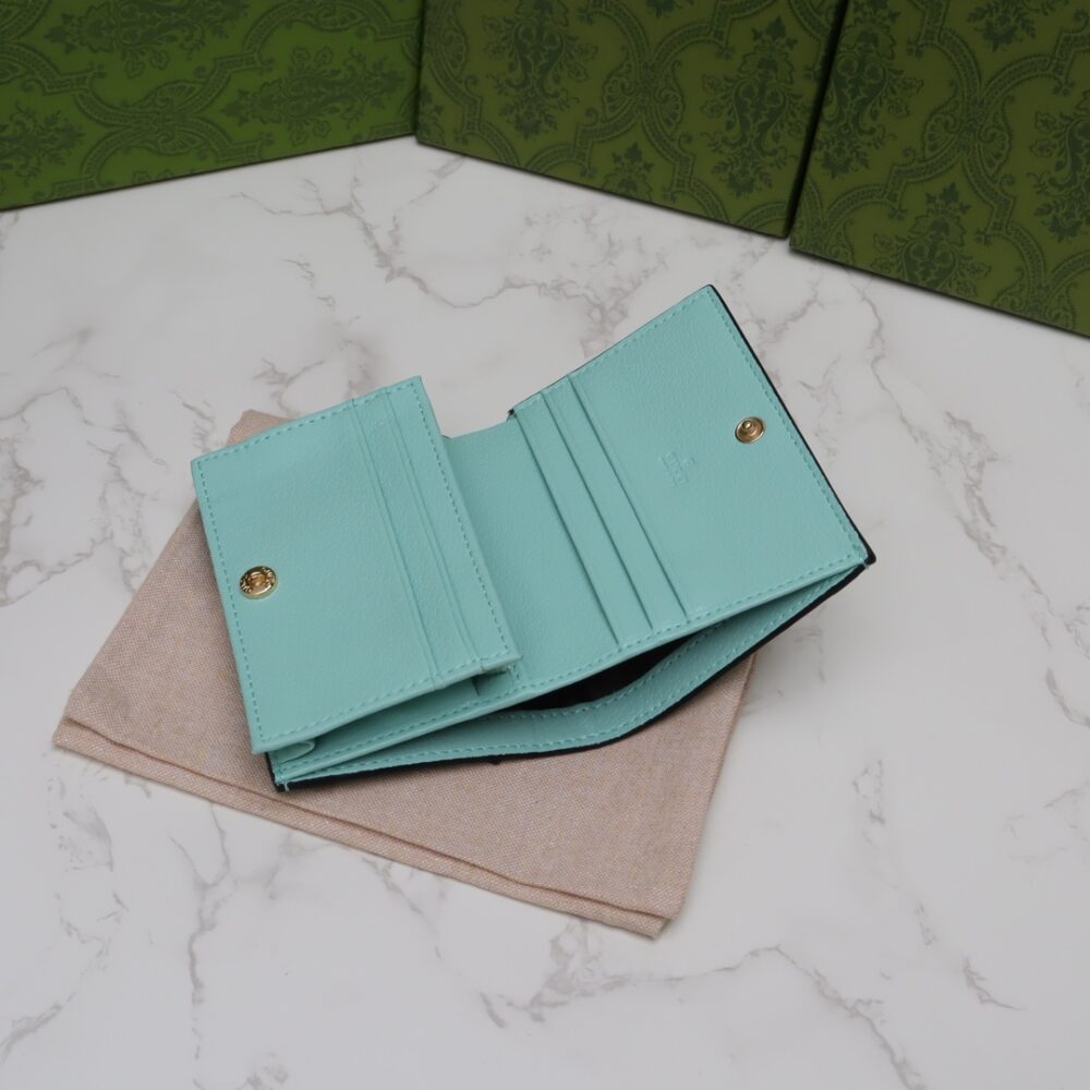 GUCCI MONOGRAM CANVAS SHORT WALLET TURQUOISE 11CM - Image 3