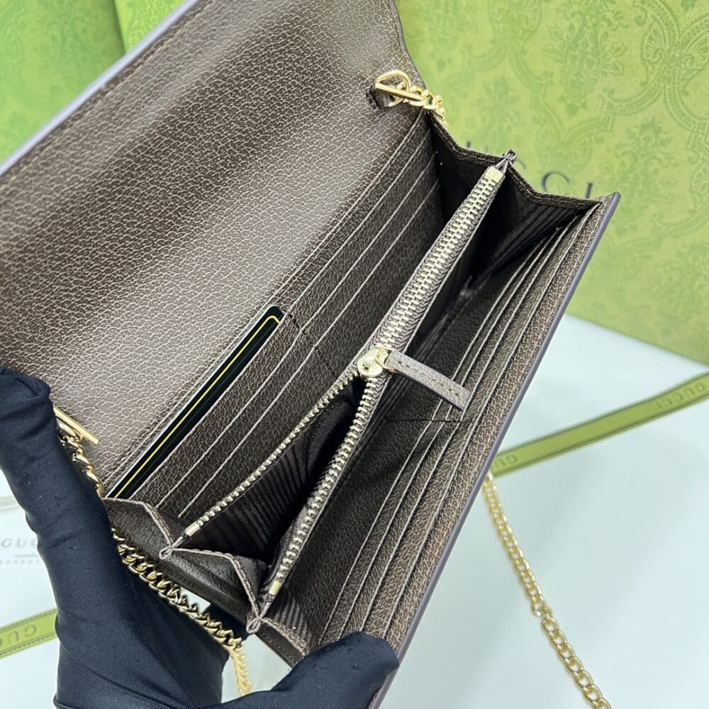 GUCCI JACKIE 1961 CHAIN WALLET BEIGE AND BROWN 19CM 652681 HUHHG 8565 - Image 8