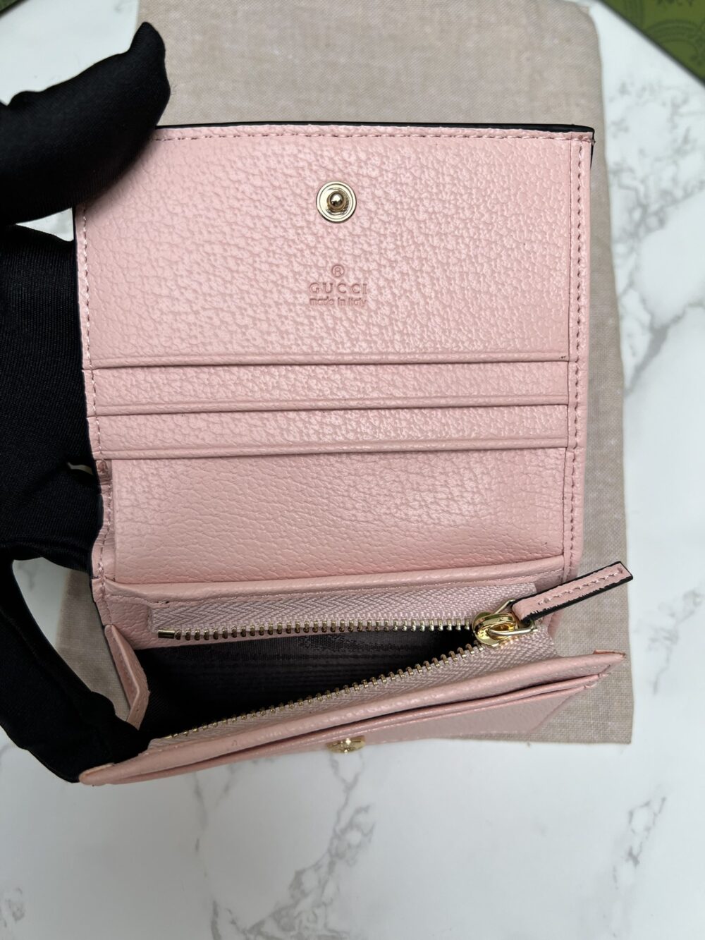GUCCI MONOGRAM CANVAS SHORT WALLET PINK 11CM - Image 4