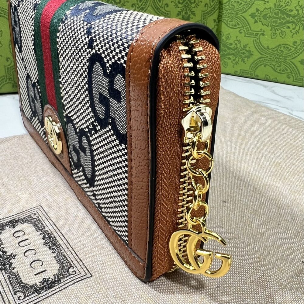 GUCCI OPHIDIA LONG WALLET BROWN AND NAVY BLUE 19.5CM - Image 5