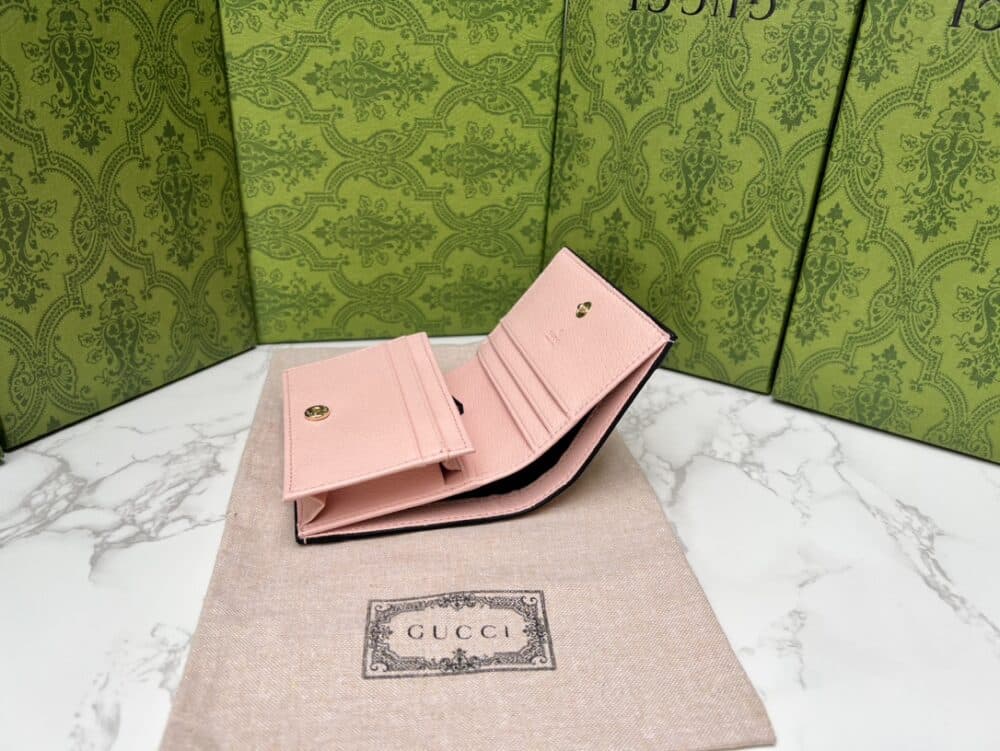 GUCCI MONOGRAM CANVAS SHORT WALLET PINK 11CM - Image 5