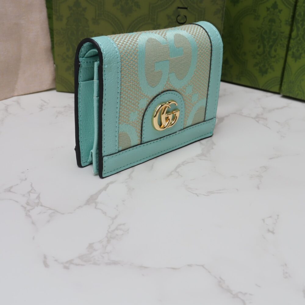 GUCCI MONOGRAM CANVAS SHORT WALLET TURQUOISE 11CM - Image 5