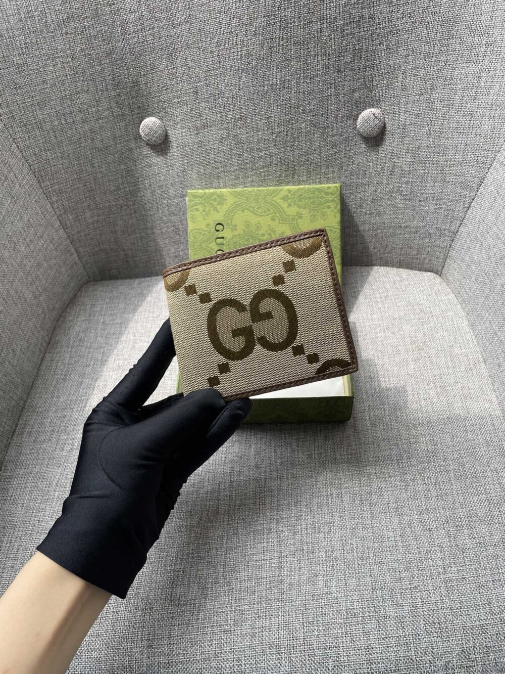 GUCCI JUMBO GG WALLET CAMEL AND EBONY CANVAS 11CM 699308 - Image 6