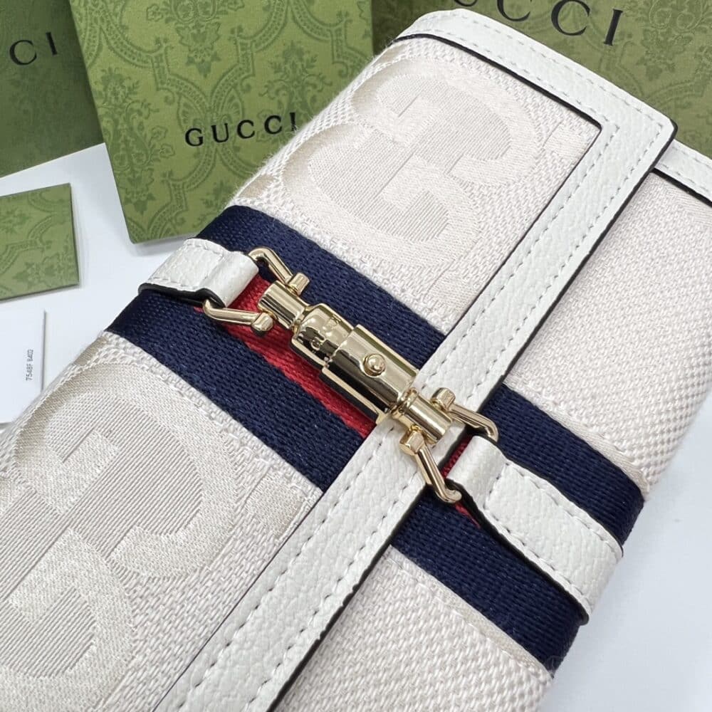 GUCCI JACKIE 1961 CHAIN WALLET BEIGE AND EBONY GG 19CM 652681 HUHHG 8565 - Image 6