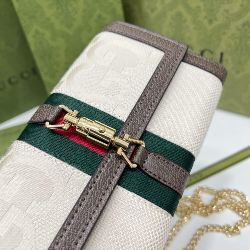 GUCCI JACKIE 1961 CHAIN WALLET BEIGE AND BROWN 19CM 652681 HUHHG 8565 - Image 6