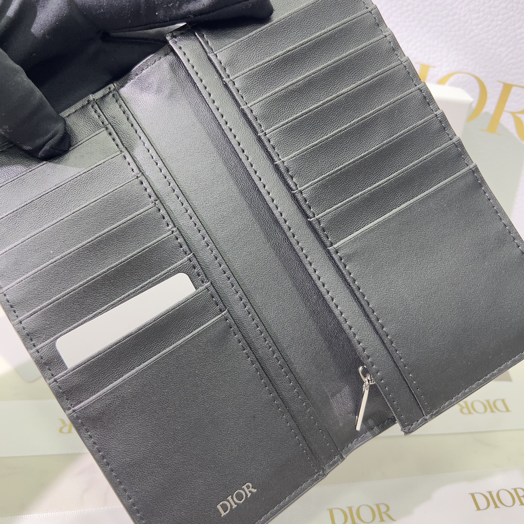DIOR VERTICAL LONG WALLET BLACK CD DIAMOND CANVAS 17.5CM 2ESBC002DCO H43E - Image 10