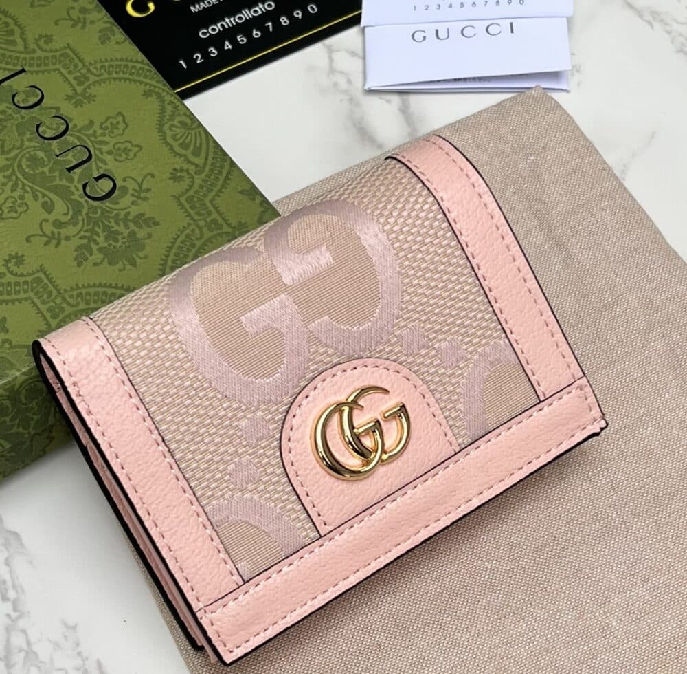 GUCCI MONOGRAM CANVAS SHORT WALLET PINK 11CM - Image 6