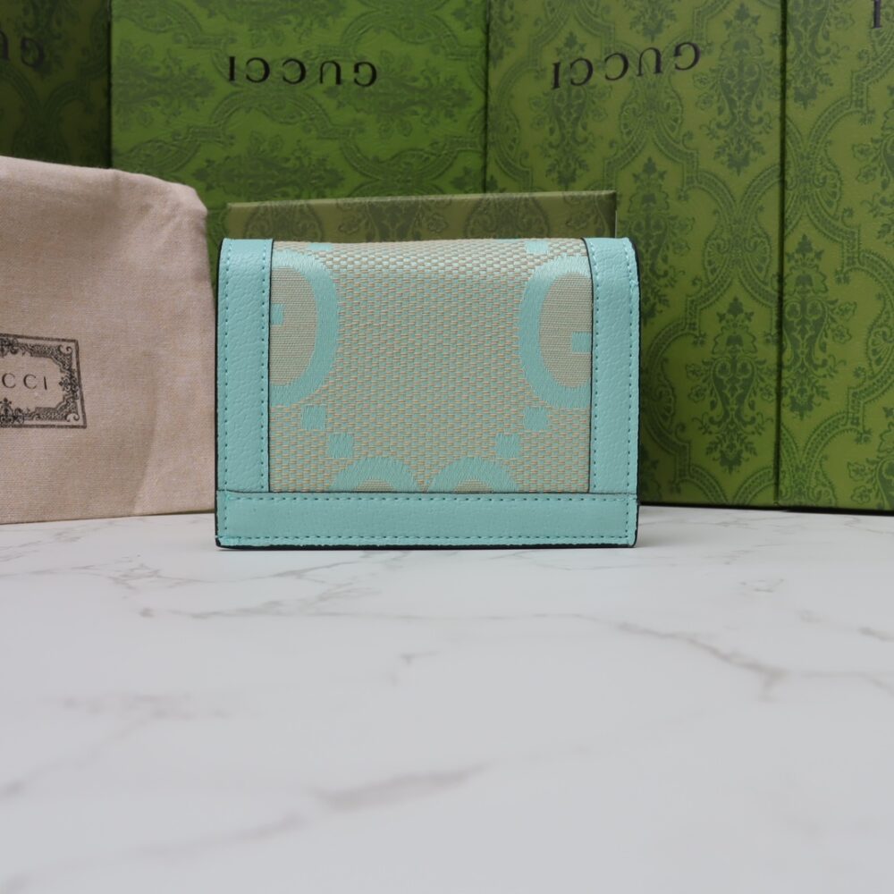 GUCCI MONOGRAM CANVAS SHORT WALLET TURQUOISE 11CM - Image 6