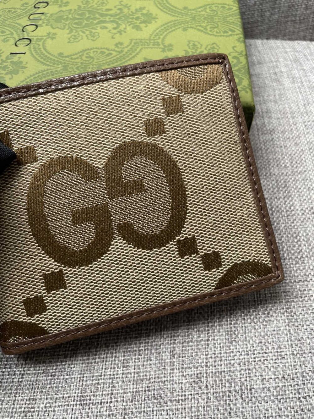 GUCCI JUMBO GG WALLET CAMEL AND EBONY CANVAS 11CM 699308 - Image 7