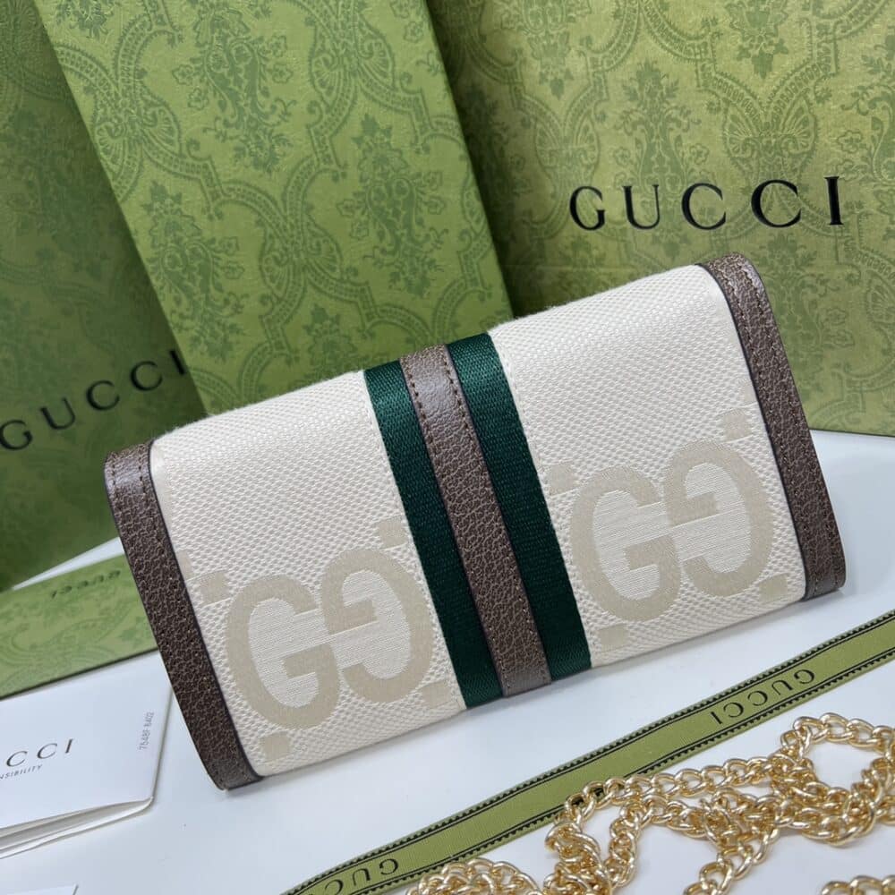 GUCCI JACKIE 1961 CHAIN WALLET BEIGE AND BROWN 19CM 652681 HUHHG 8565 - Image 5