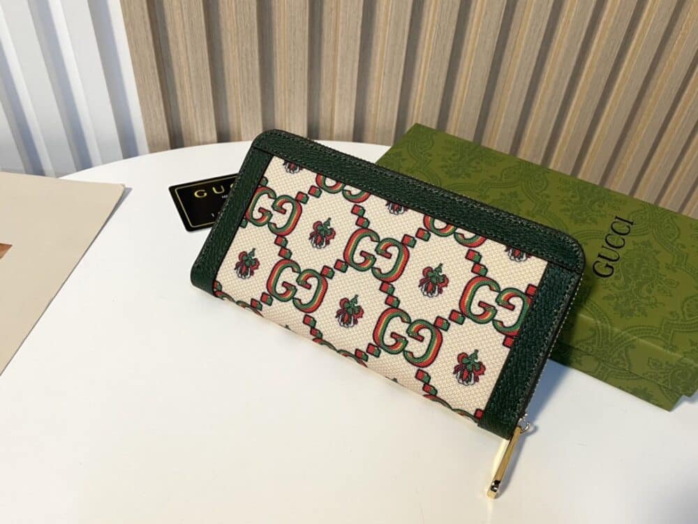 GUCCI ZIPPER AROUND LONG WALLET GREEN AND BEIGE 19CM - Image 7